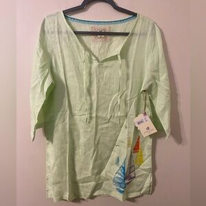New NWT St. Somewhere Margaritaville Lime Green‎ Sailboat Tunic Medium